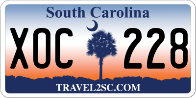 SC license plate XOC228