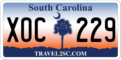 SC license plate XOC229