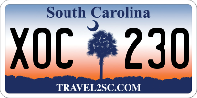SC license plate XOC230