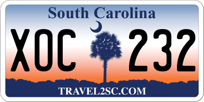 SC license plate XOC232