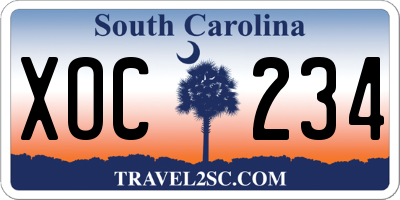 SC license plate XOC234