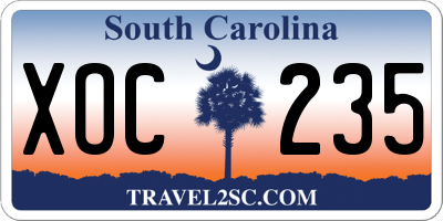 SC license plate XOC235