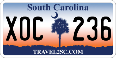 SC license plate XOC236