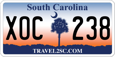 SC license plate XOC238