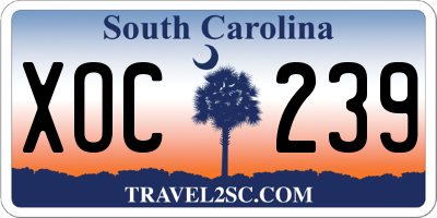 SC license plate XOC239