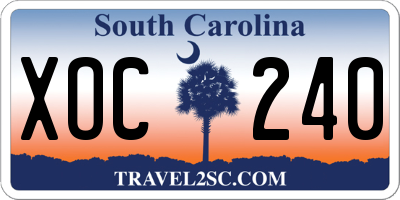 SC license plate XOC240