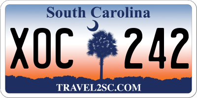 SC license plate XOC242
