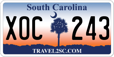 SC license plate XOC243
