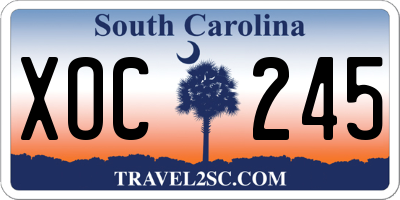 SC license plate XOC245