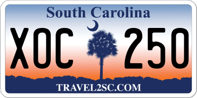 SC license plate XOC250