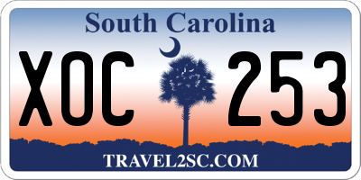 SC license plate XOC253