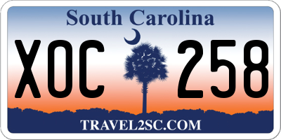 SC license plate XOC258
