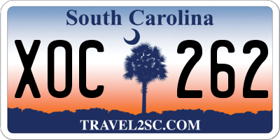 SC license plate XOC262
