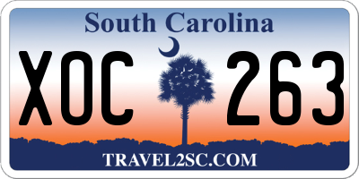 SC license plate XOC263