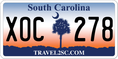 SC license plate XOC278