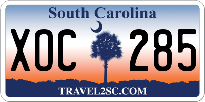 SC license plate XOC285