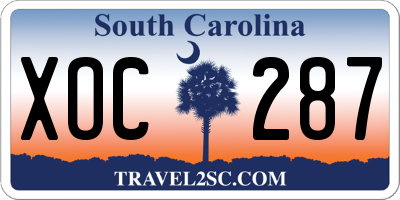 SC license plate XOC287
