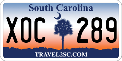 SC license plate XOC289