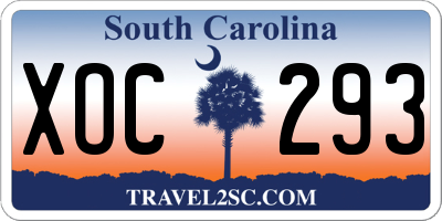 SC license plate XOC293
