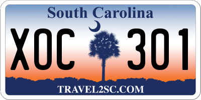 SC license plate XOC301