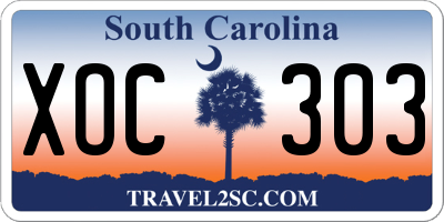 SC license plate XOC303