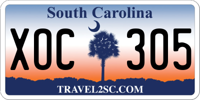 SC license plate XOC305