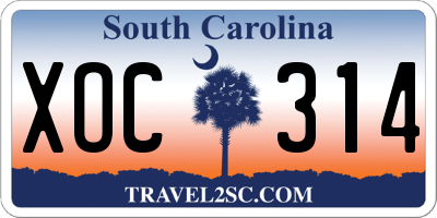 SC license plate XOC314