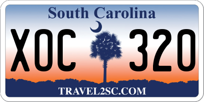 SC license plate XOC320