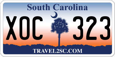 SC license plate XOC323