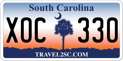 SC license plate XOC330