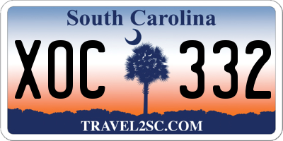 SC license plate XOC332