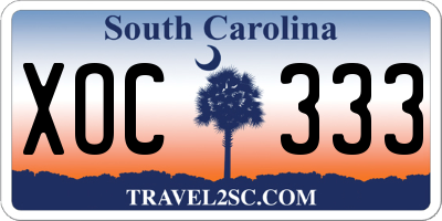 SC license plate XOC333