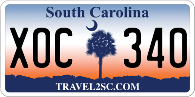 SC license plate XOC340