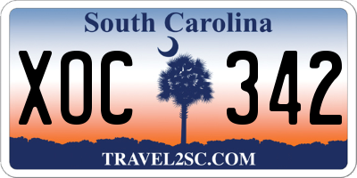 SC license plate XOC342