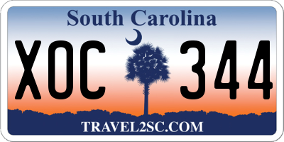 SC license plate XOC344