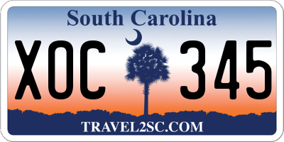 SC license plate XOC345