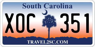 SC license plate XOC351
