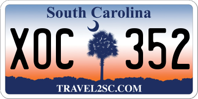 SC license plate XOC352