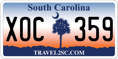 SC license plate XOC359