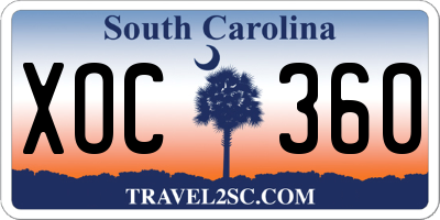 SC license plate XOC360