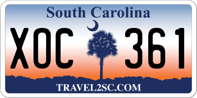 SC license plate XOC361