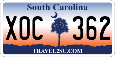 SC license plate XOC362