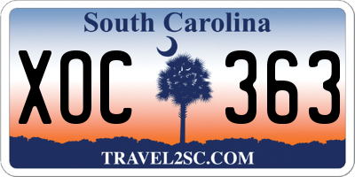 SC license plate XOC363