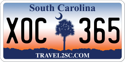 SC license plate XOC365