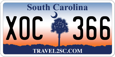 SC license plate XOC366