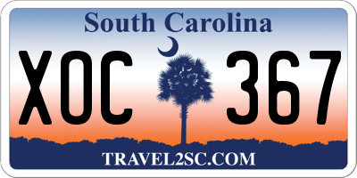 SC license plate XOC367