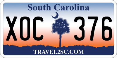 SC license plate XOC376