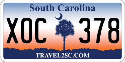 SC license plate XOC378