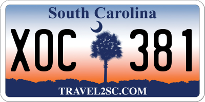 SC license plate XOC381