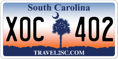 SC license plate XOC402